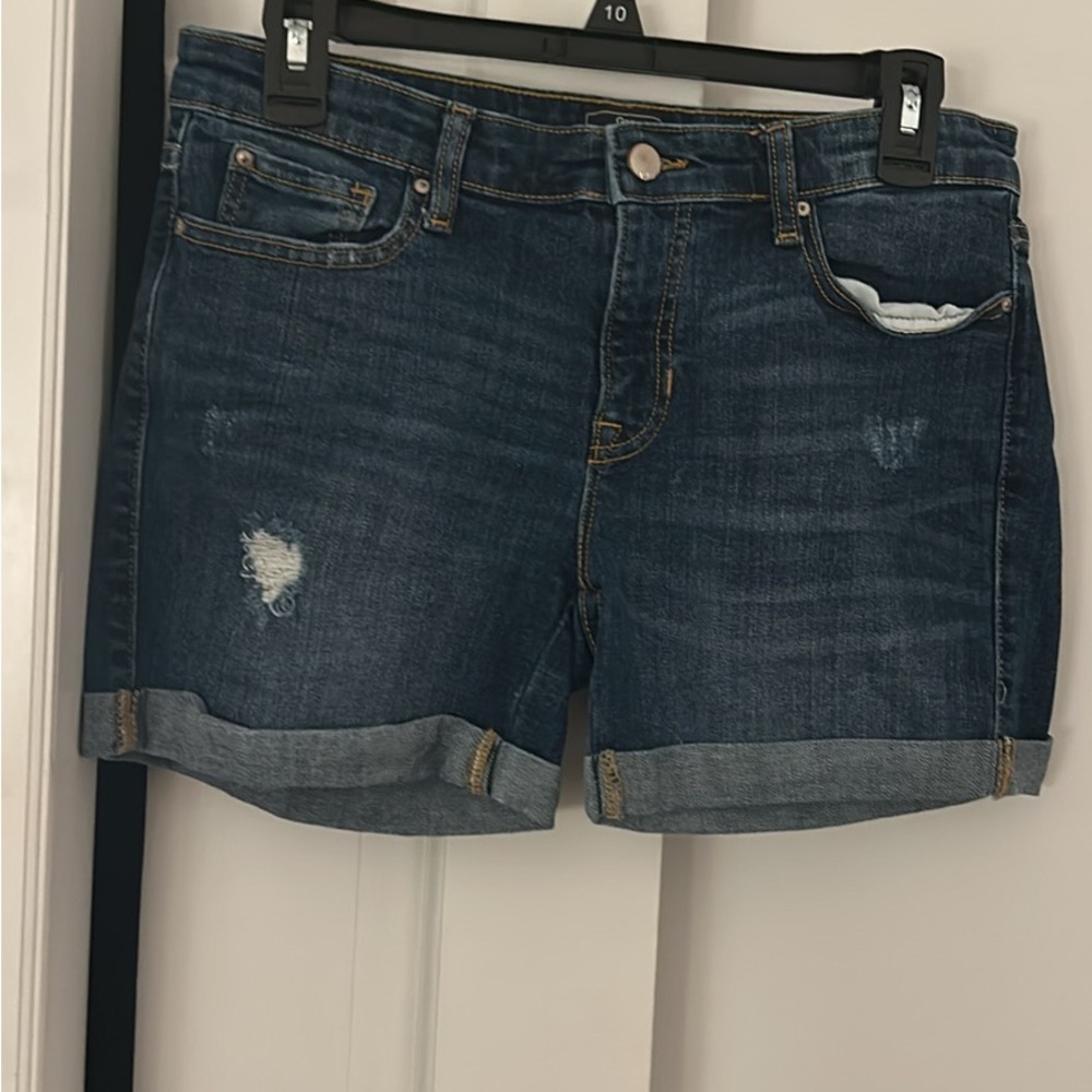 GAP Blue Jean Shorts with Cuffed Hem and Distressed Look